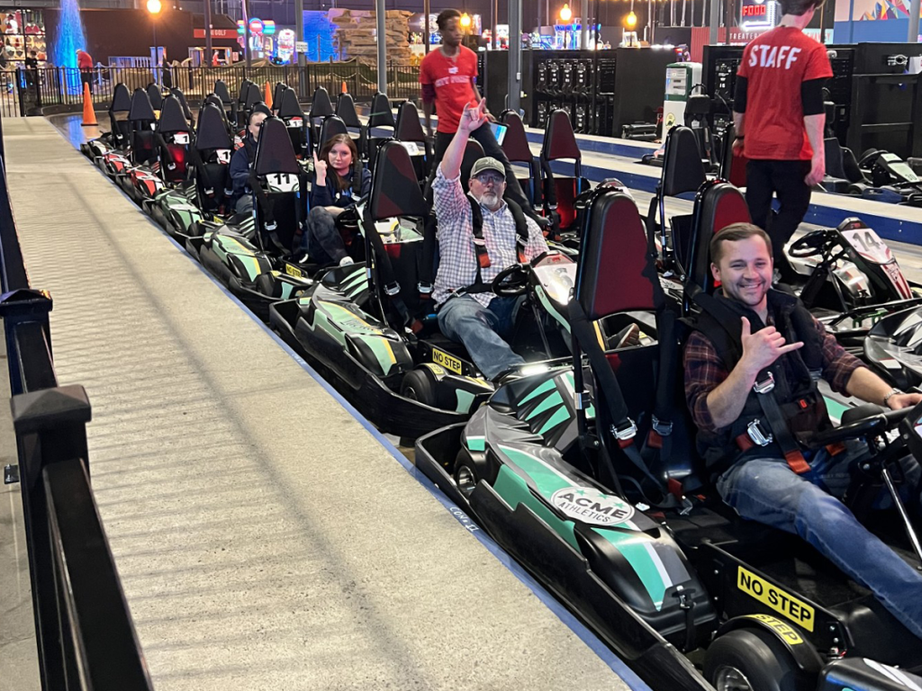 The Wyatt Johnson Hyundai team sitting in go karts