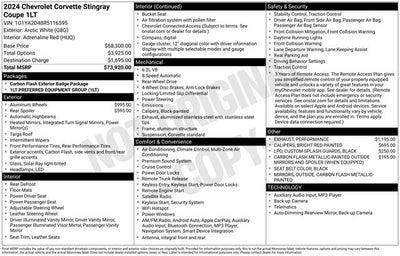 2024 Chevrolet Corvette Stingray 1LT