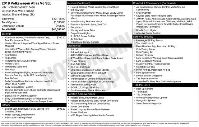2019 Volkswagen Atlas SEL 4Motion
