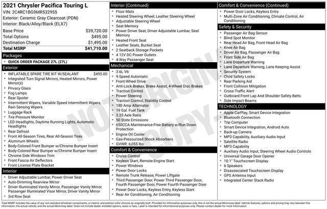 2021 Chrysler Pacifica Touring L