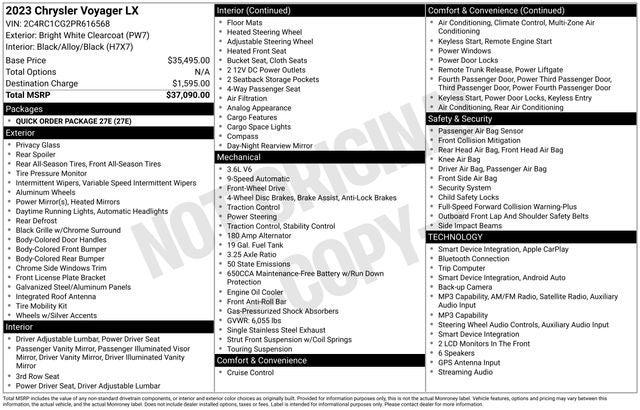 2023 Chrysler Voyager LX