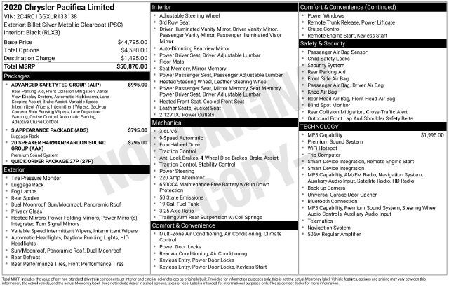 2020 Chrysler Pacifica Limited