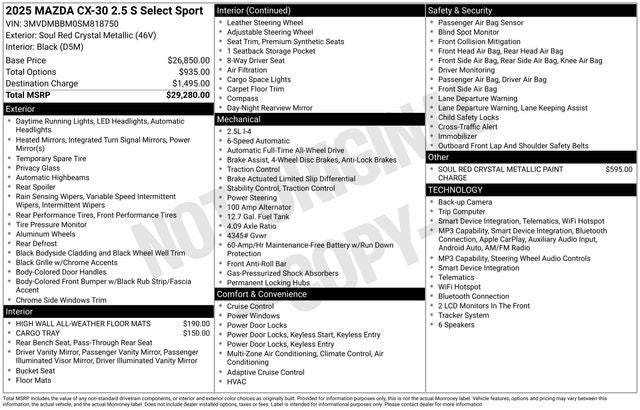 2025 Mazda Mazda CX-30 2.5 S Select Sport