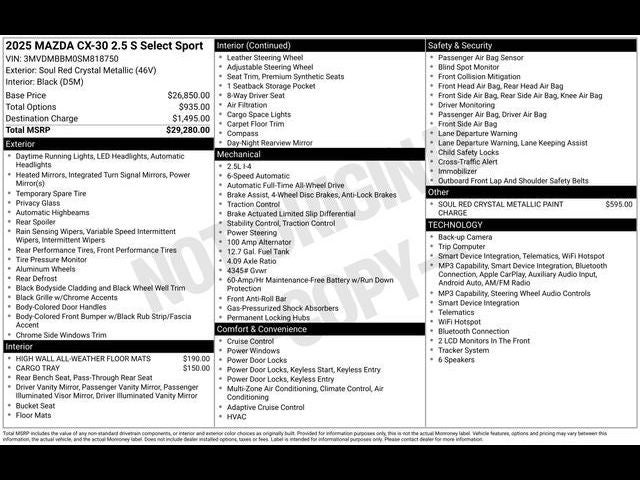2025 Mazda Mazda CX-30 2.5 S Select Sport