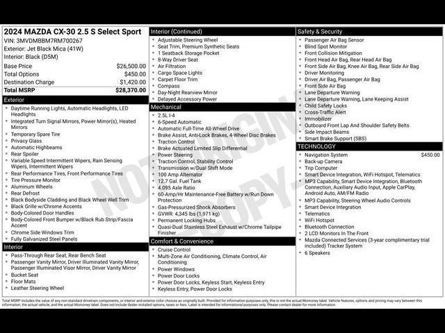 2024 Mazda Mazda CX-30 2.5 S Select Sport