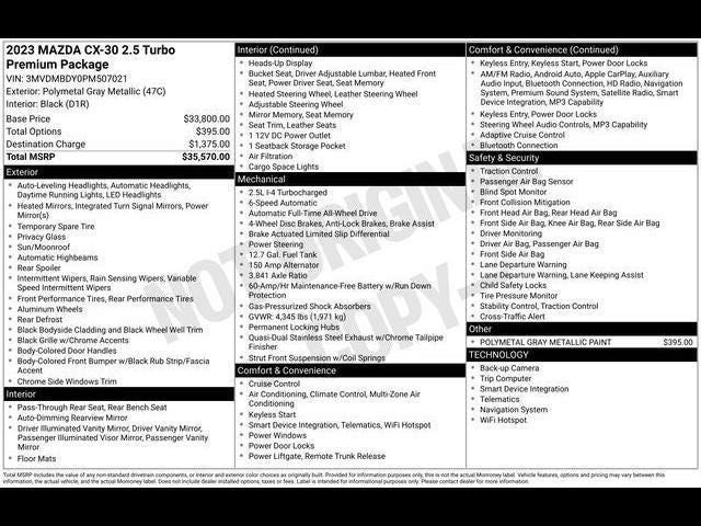 2023 Mazda Mazda CX-30 2.5 Turbo Premium Package