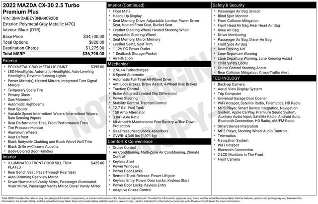 2022 Mazda Mazda CX-30 2.5 Turbo Premium Plus Package w/Premium Plus Package