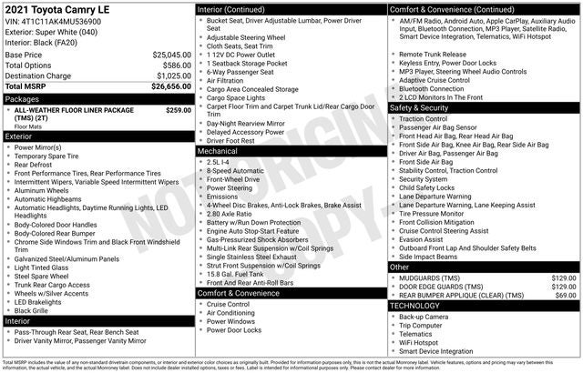 2021 Toyota Camry LE