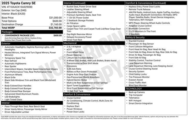 2025 Toyota Camry SE
