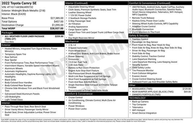 2022 Toyota Camry SE
