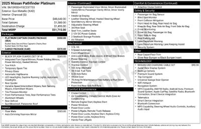 2025 Nissan Pathfinder Platinum
