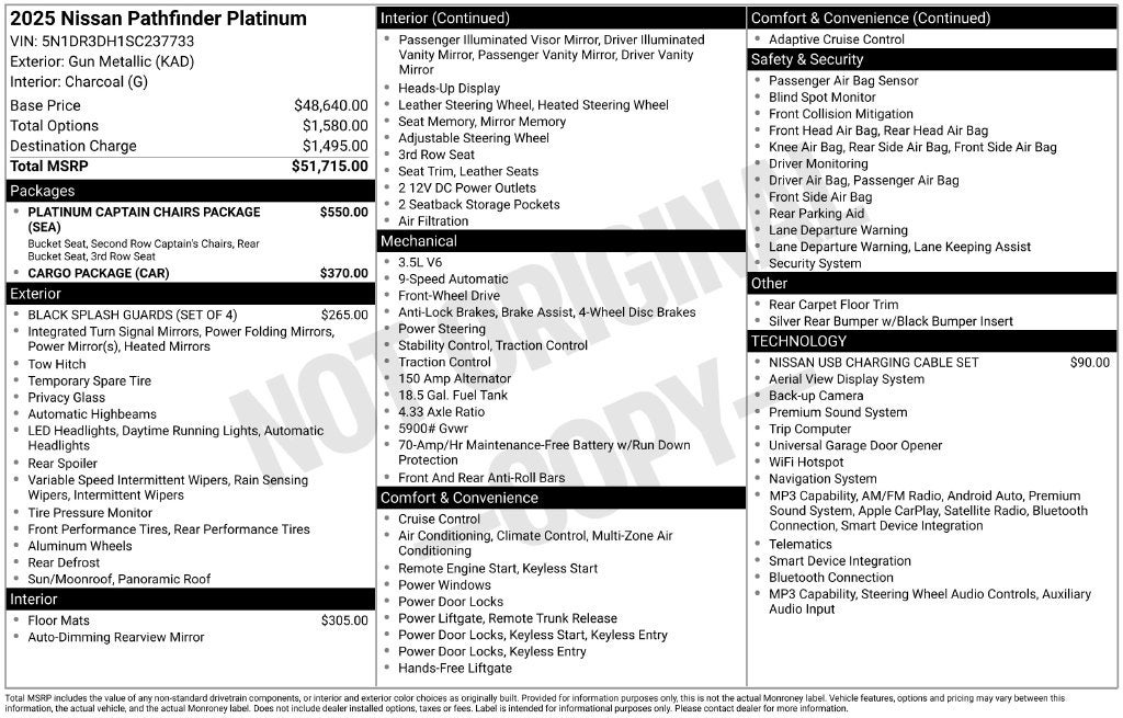 2025 Nissan Pathfinder Platinum