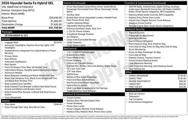 2026 Hyundai SANTA FE HYBRID SEL