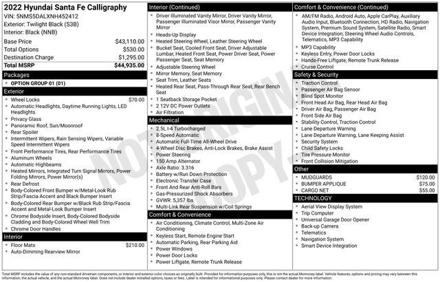 2022 Hyundai SANTA FE Calligraphy