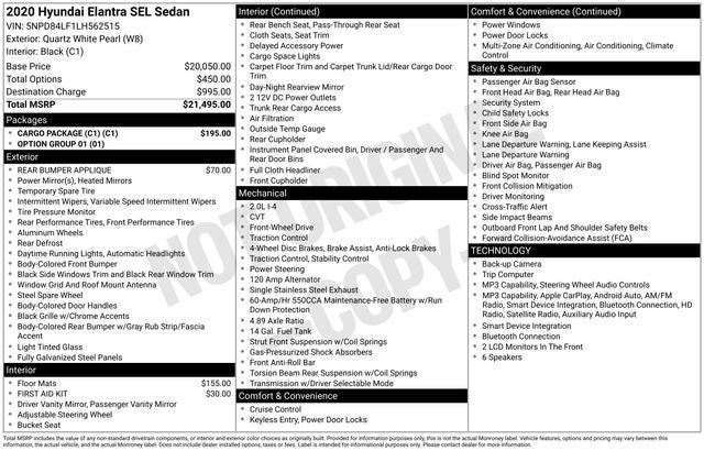 2020 Hyundai ELANTRA SEL