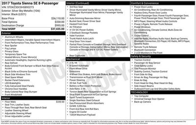 2017 Toyota Sienna SE 8 Passenger