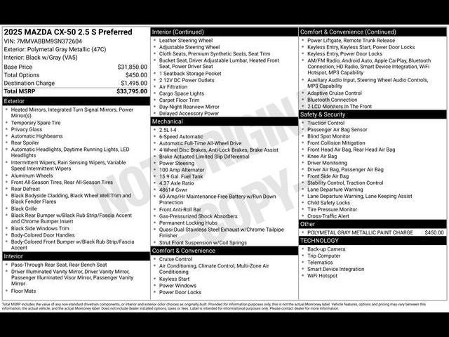 2025 Mazda Mazda CX-50 2.5 S Preferred Package