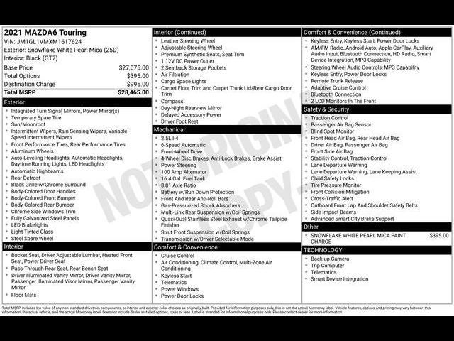 2021 Mazda Mazda6 Touring