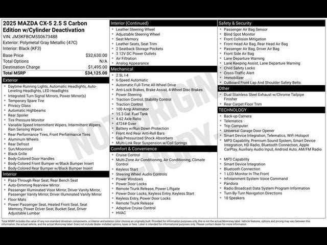 2025 Mazda Mazda CX-5 2.5 S Carbon Edition