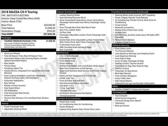 2018 Mazda Mazda CX-9 Touring