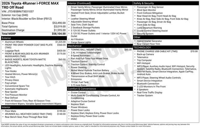 2026 Toyota 4Runner i-FORCE MAX Hybrid TRD Off Road