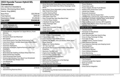 2022 Hyundai TUCSON HYBRID SEL Convenience