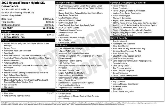 2022 Hyundai TUCSON HYBRID SEL Convenience