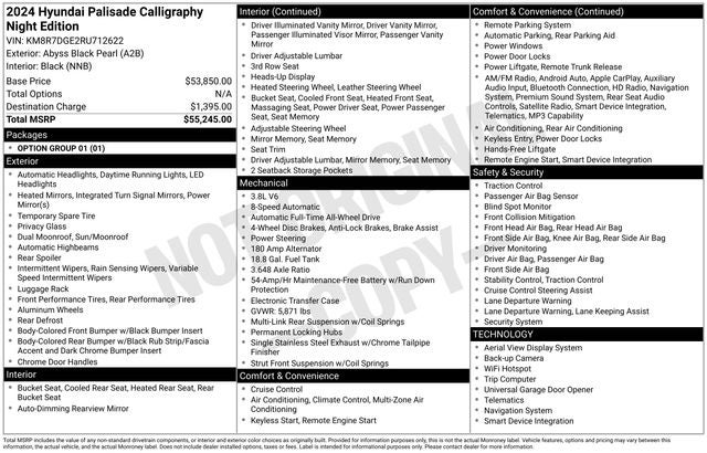 2024 Hyundai PALISADE Calligraphy Night Edition