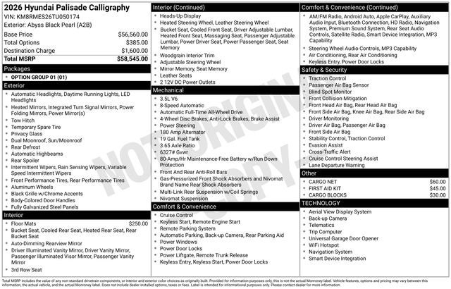 2026 Hyundai PALISADE Calligraphy