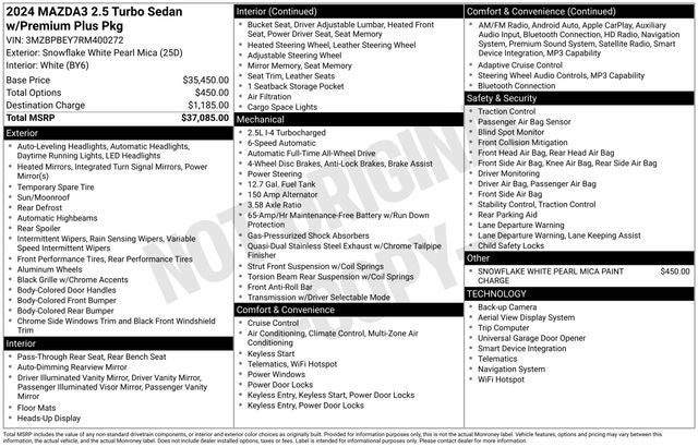 2024 Mazda Mazda3 2.5 Turbo Premium Plus Package