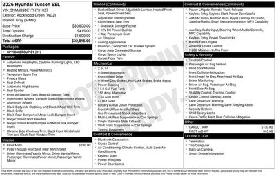 2026 Hyundai TUCSON SEL