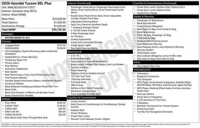 2026 Hyundai TUCSON SEL Plus