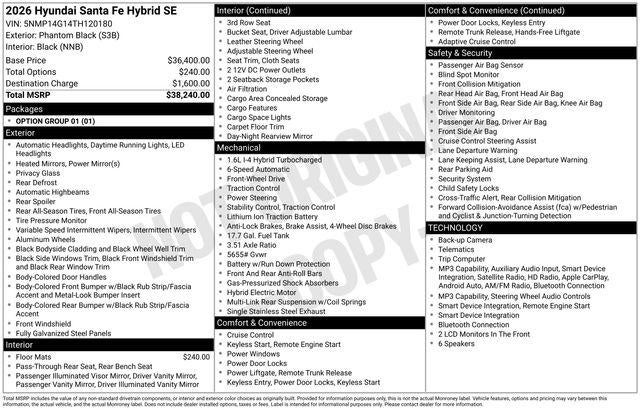 2026 Hyundai SANTA FE HYBRID SE