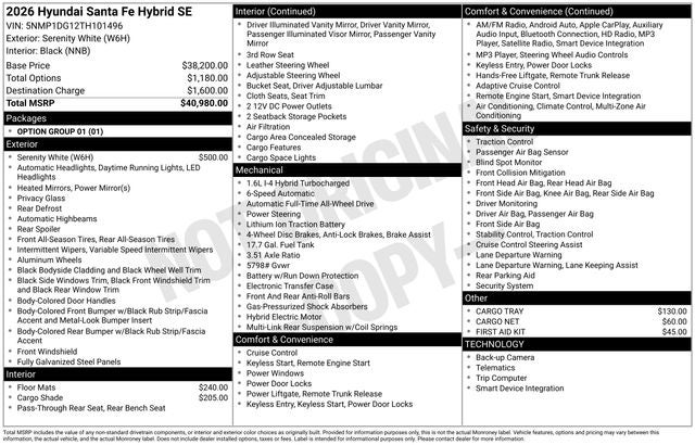 2026 Hyundai SANTA FE HYBRID SE
