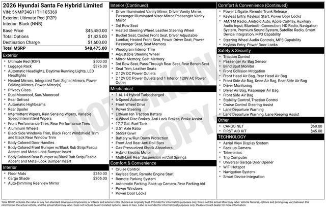2026 Hyundai SANTA FE HYBRID Limited