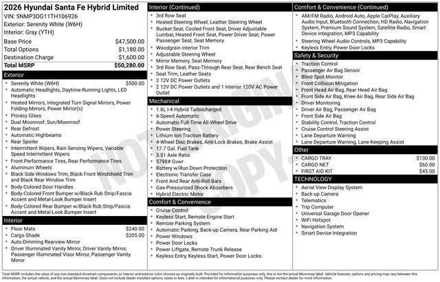 2026 Hyundai SANTA FE HYBRID Limited