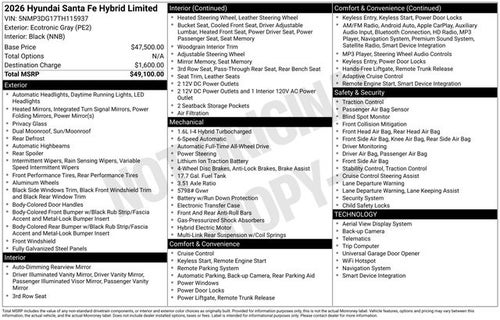 2026 Hyundai Santa Fe Hybrid Limited