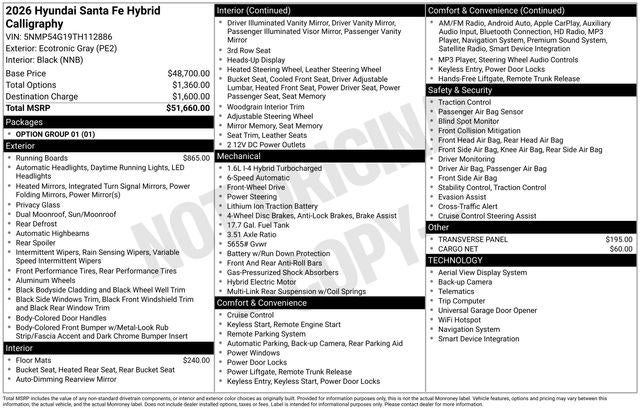 2026 Hyundai SANTA FE HYBRID Calligraphy