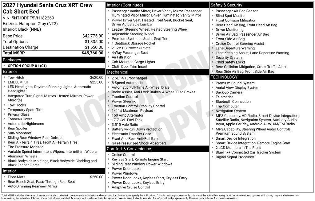 2027 Hyundai SANTA CRUZ XRT