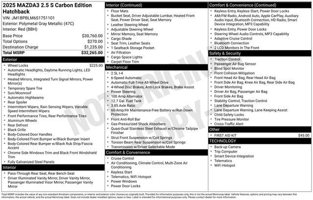 2025 Mazda Mazda3 2.5 S Carbon Edition