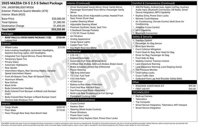 2025 Mazda Mazda CX-5 2.5 S Select Package