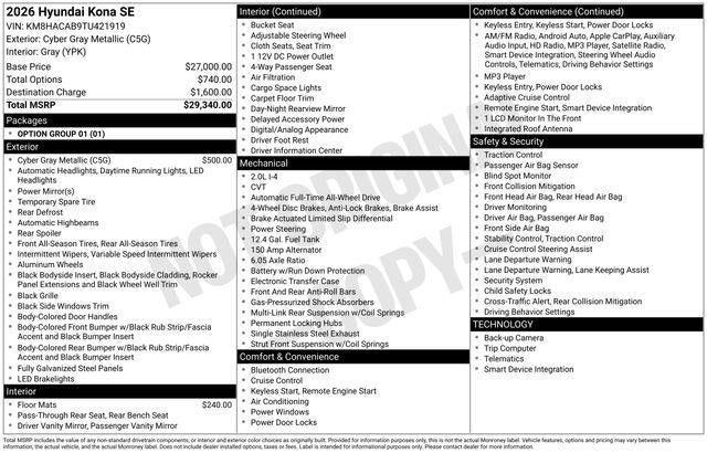 2026 Hyundai KONA SE