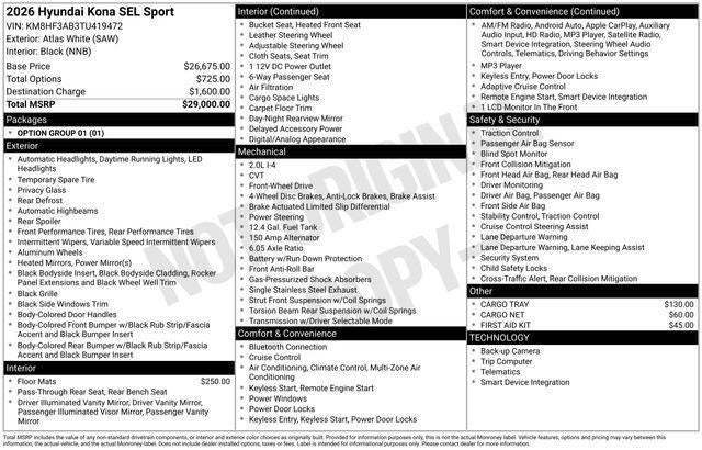 2026 Hyundai KONA SEL Sport