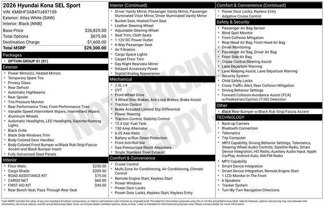2026 Hyundai KONA SEL Sport