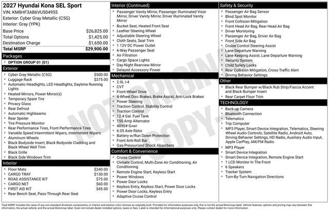 2027 Hyundai KONA SEL Sport