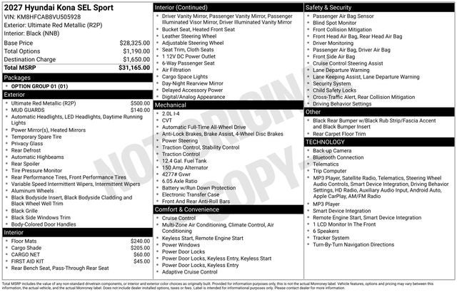 2027 Hyundai KONA SEL Sport