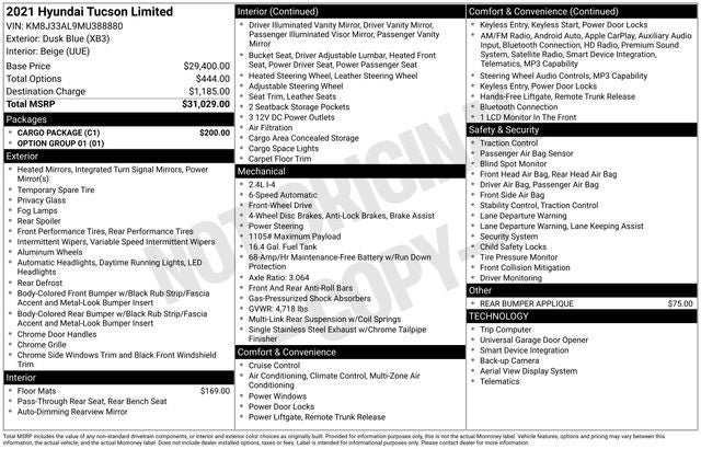 2021 Hyundai TUCSON Limited