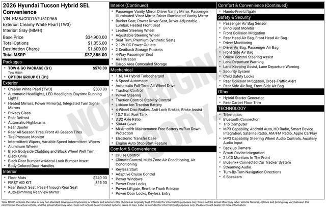 2026 Hyundai TUCSON HYBRID SEL Convenience