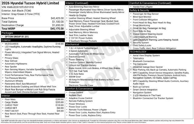 2026 Hyundai TUCSON HYBRID Limited