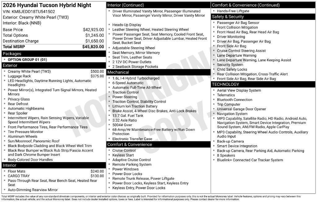 2026 Hyundai TUCSON HYBRID Limited